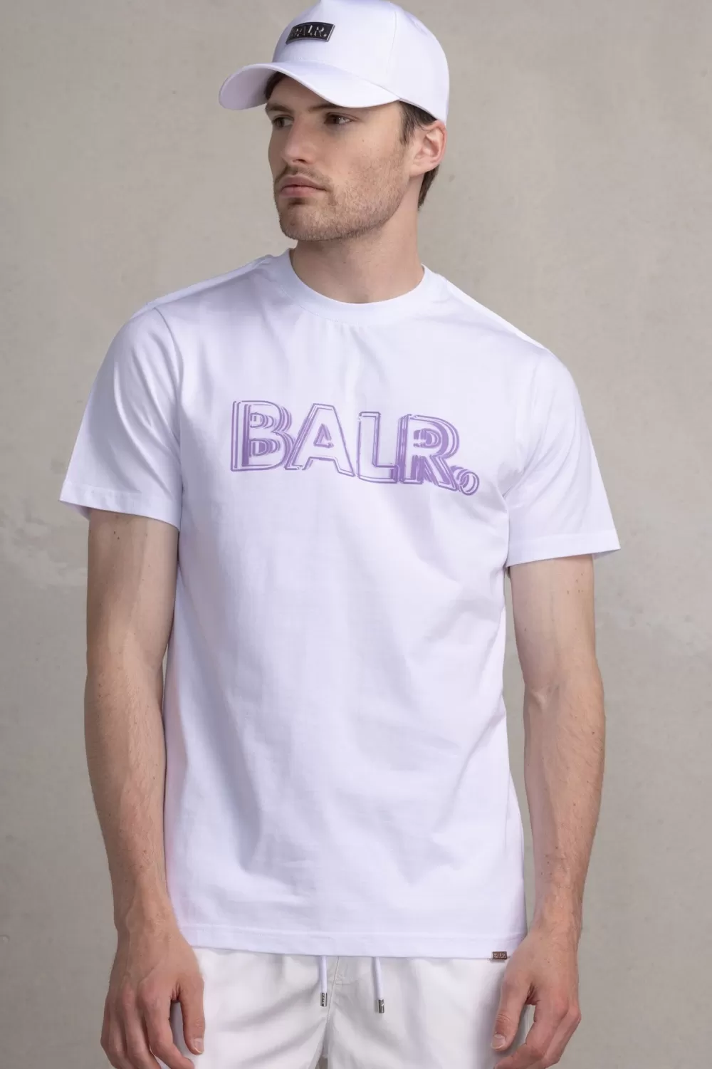 Store Olaf Straight Neon Brand T-Shirt Bright White/Paisley Purple Heren T-Shirts